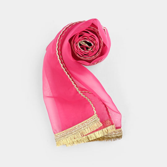 Girls Raw Silk Fancy 3Pcs - Black