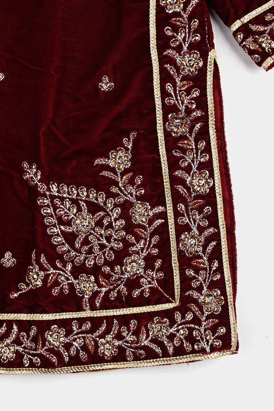 Girls Velvet Fancy 3Pcs - Maroon