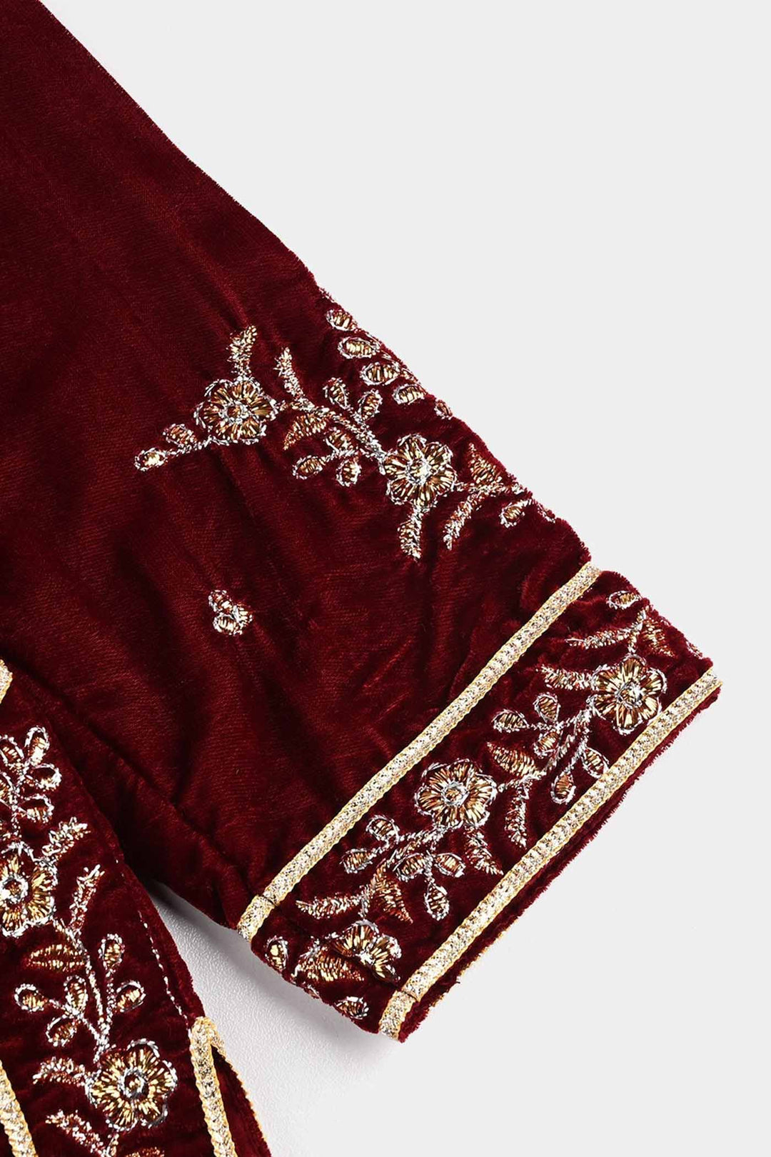 Girls Velvet Fancy 3Pcs - Maroon