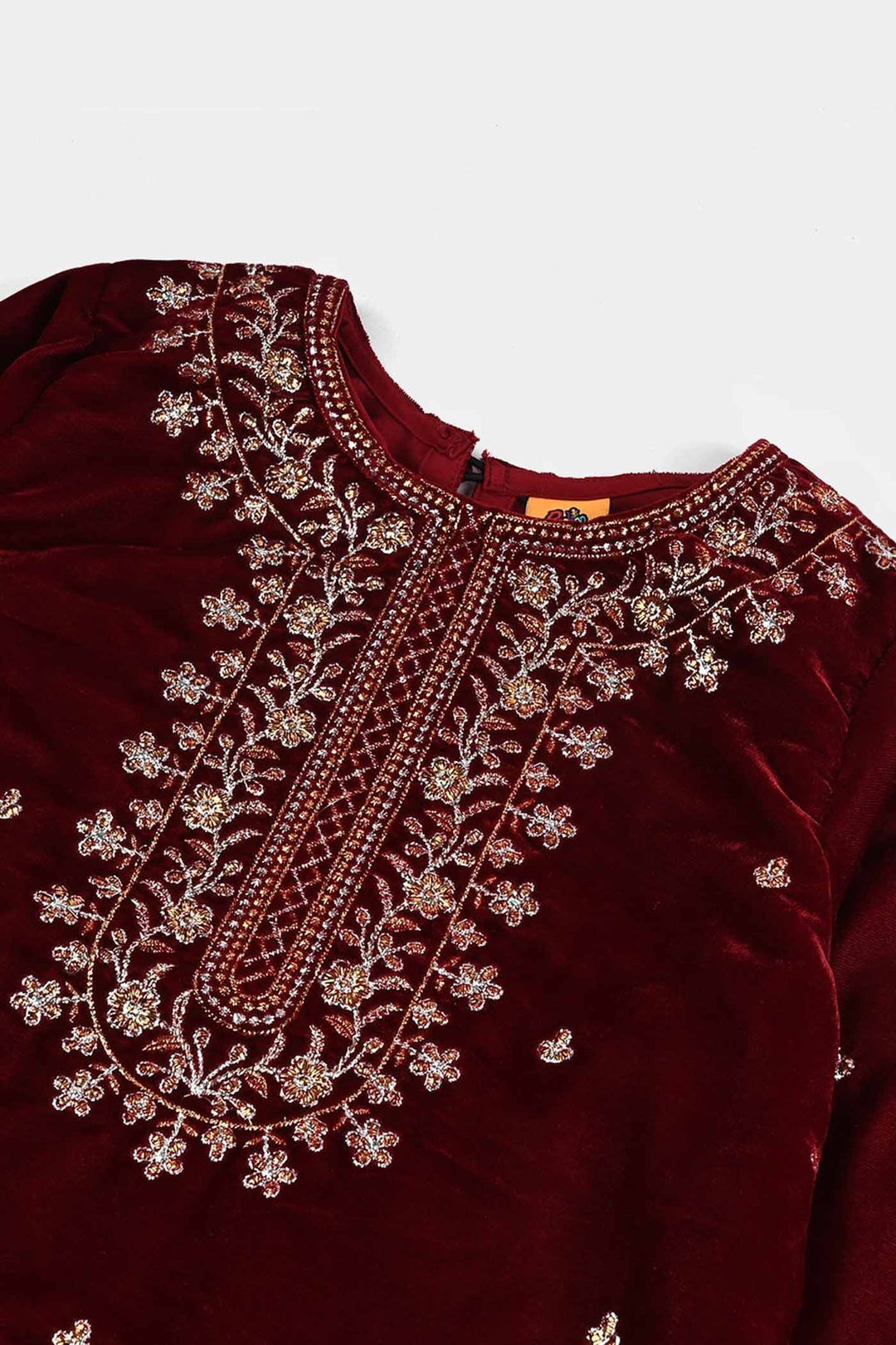 Girls Velvet Fancy 3Pcs - Maroon