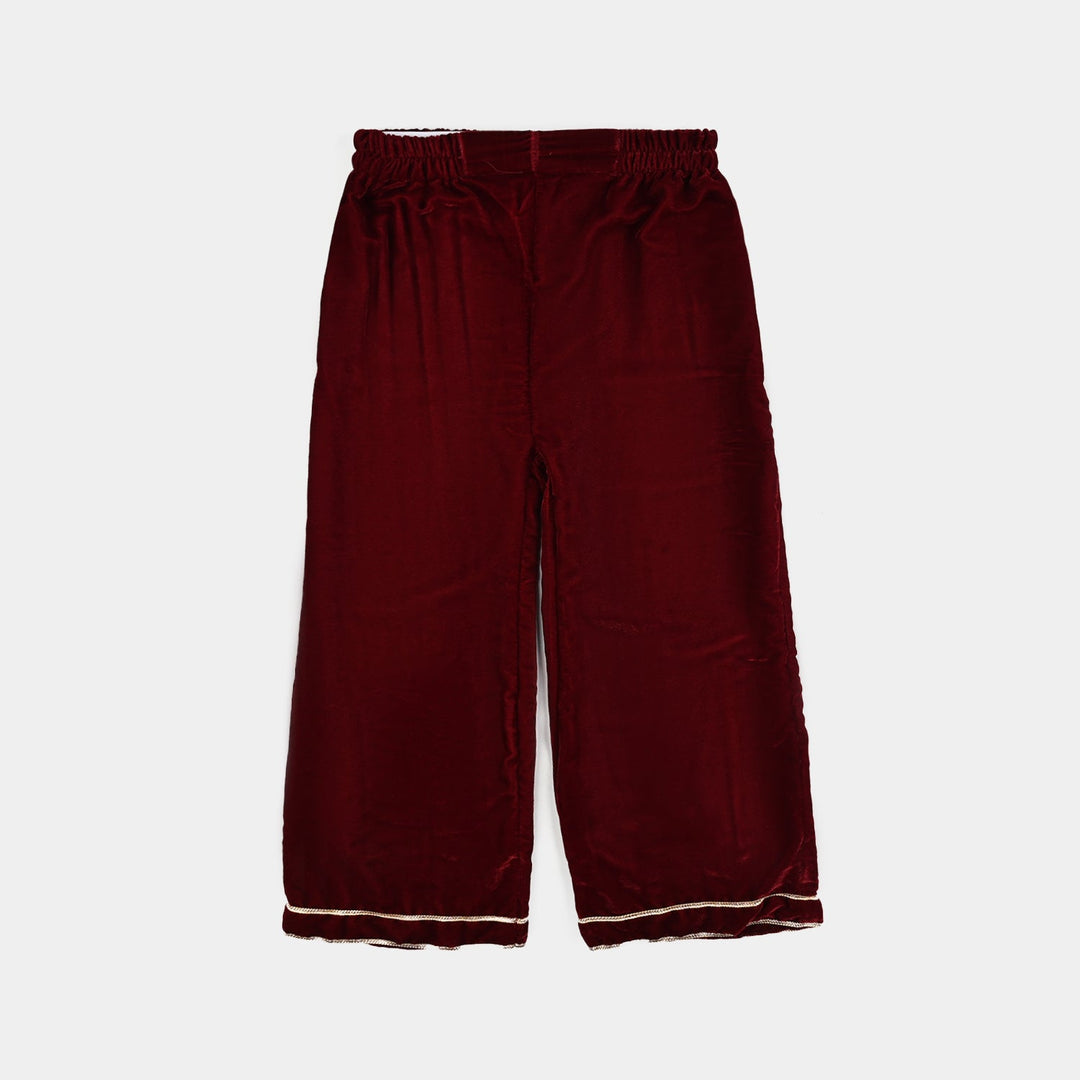 Girls Velvet Fancy 3Pcs - Maroon