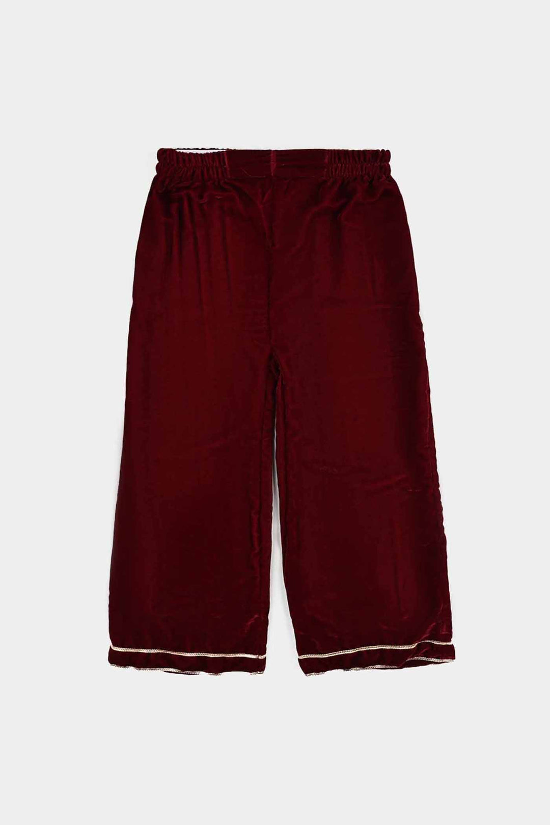 Girls Velvet Fancy 3Pcs - Maroon