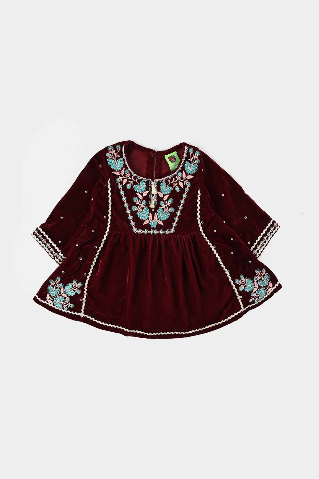 Infant Girls Velvet Fancy 3Pcs Gumaan-MAROON