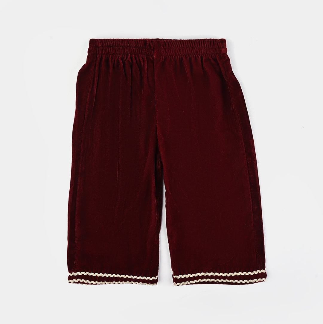 Infant Girls Velvet Fancy 3Pcs Gumaan-MAROON