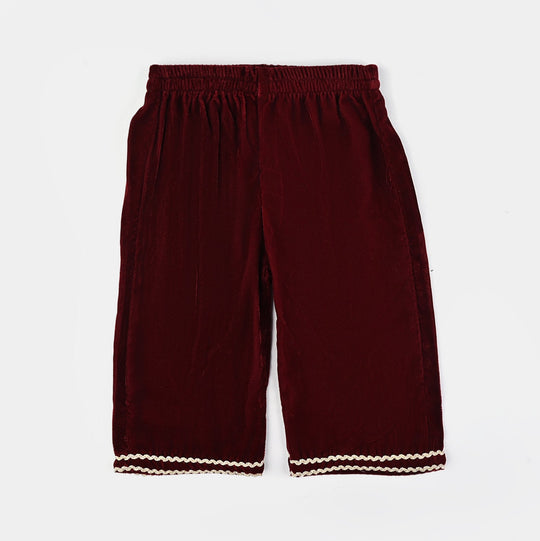 Infant Girls Velvet Fancy 3Pcs Gumaan-MAROON