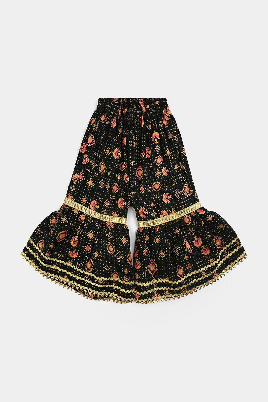 Infant Girls Raw Silk Fancy 3Pcs Falak-BLACK