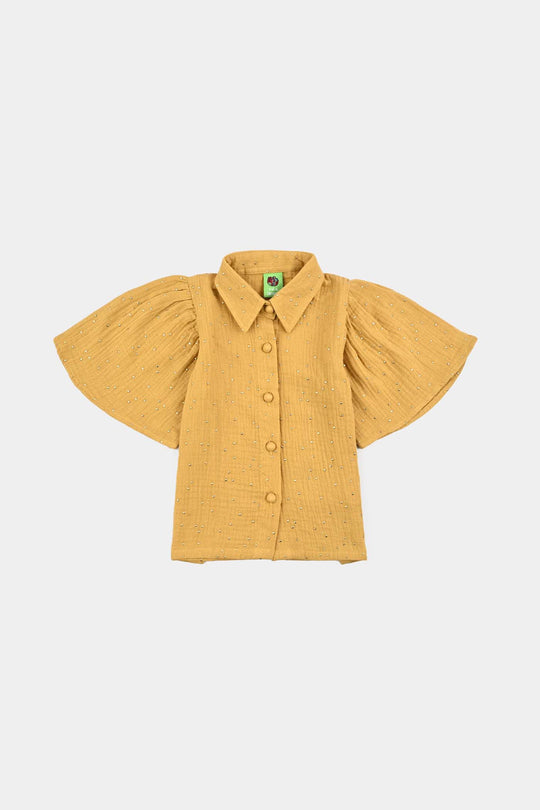 Infant Girls Cotton Casual Top Mustard Shine - Mustard