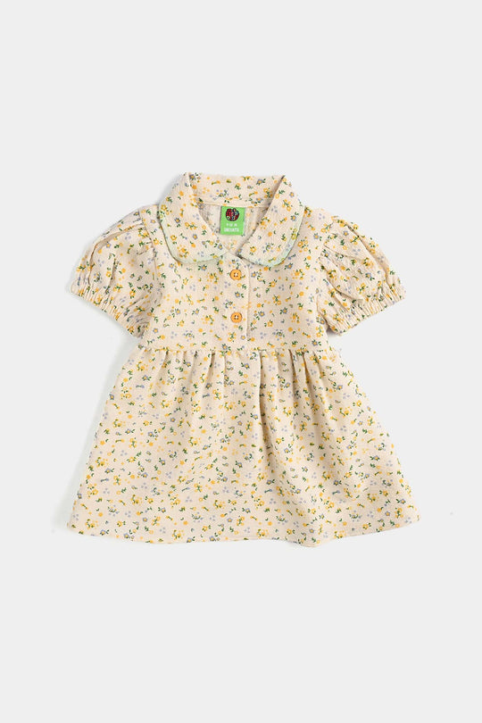 Infant Girls Poly Net Casual Frock Cute Little-White