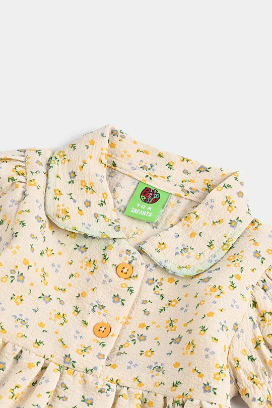 Infant Girls Poly Net Casual Frock Cute Little-White