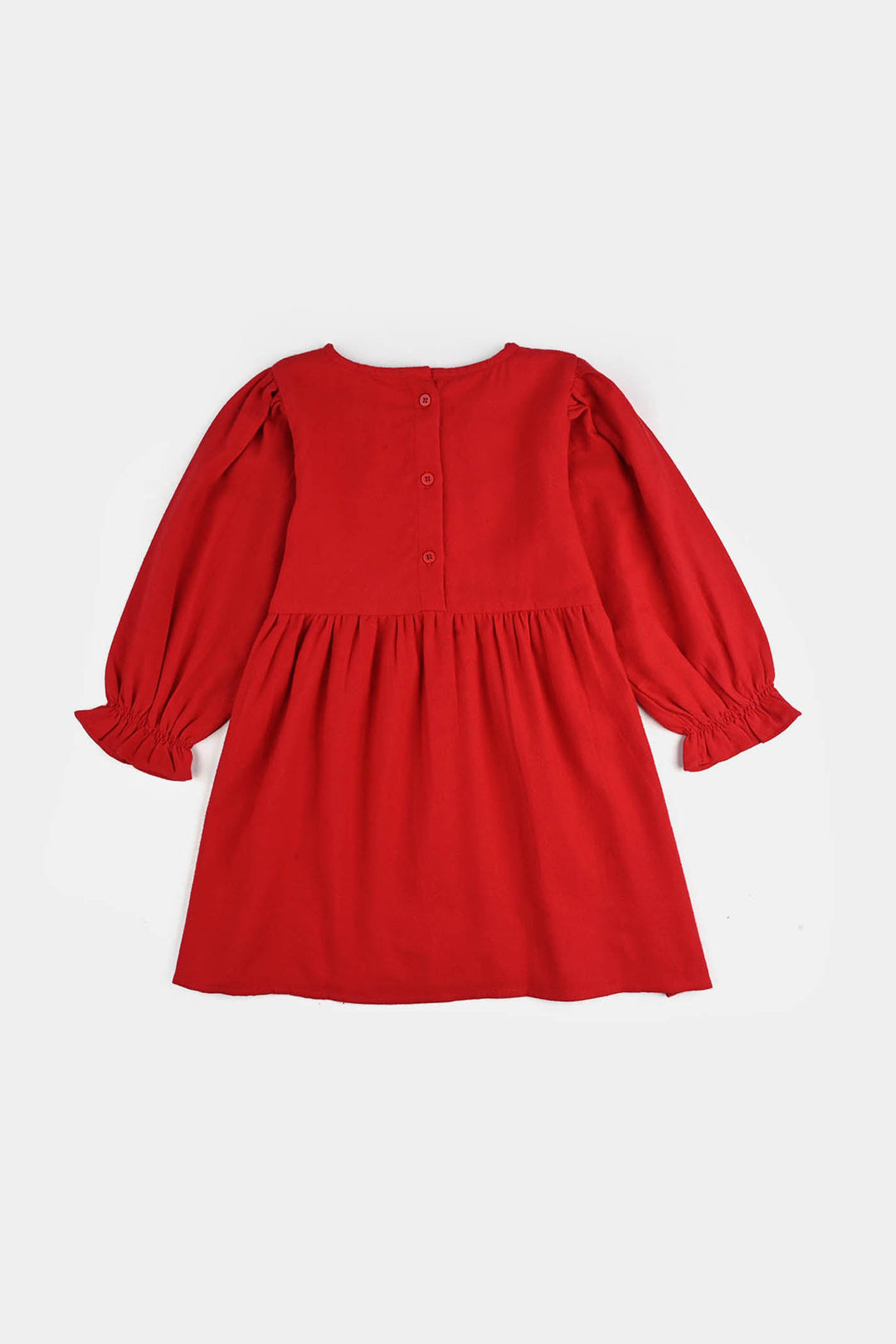 Girls Cotton EMB Frock Rose-Red