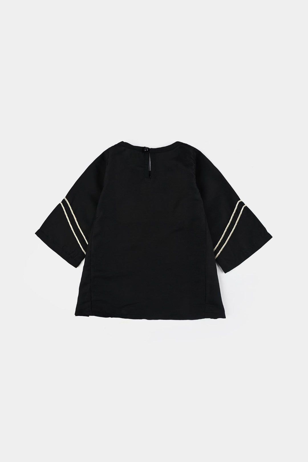 Infant Girls Poly Mesh Embroidered Kurti - Black