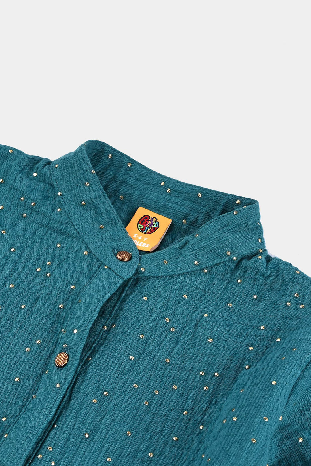 Girls Poly Crinkle Casual Top-Sea Green