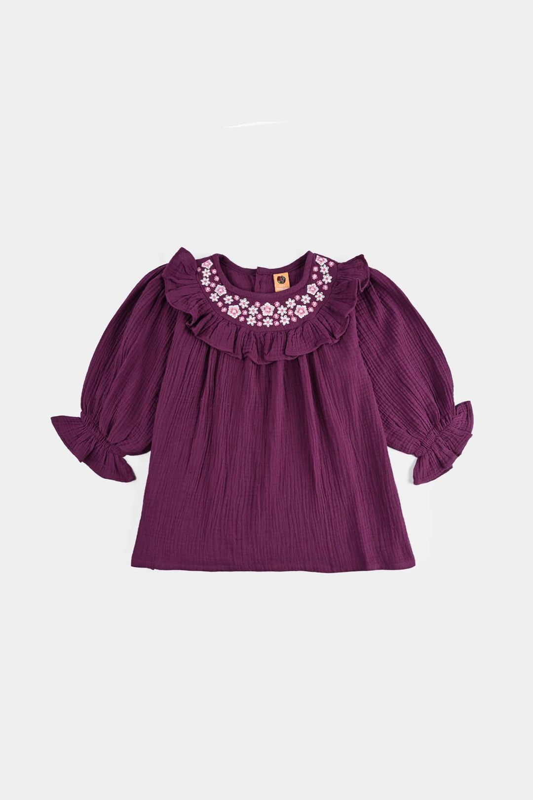 Girls Poly Crinkle Emb Co-Ord Set Plum - Purple