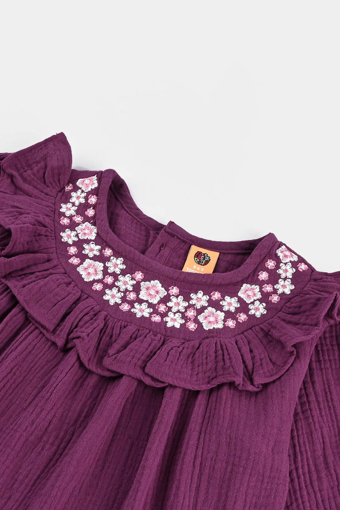 Girls Poly Crinkle Emb Co-Ord Set Plum - Purple