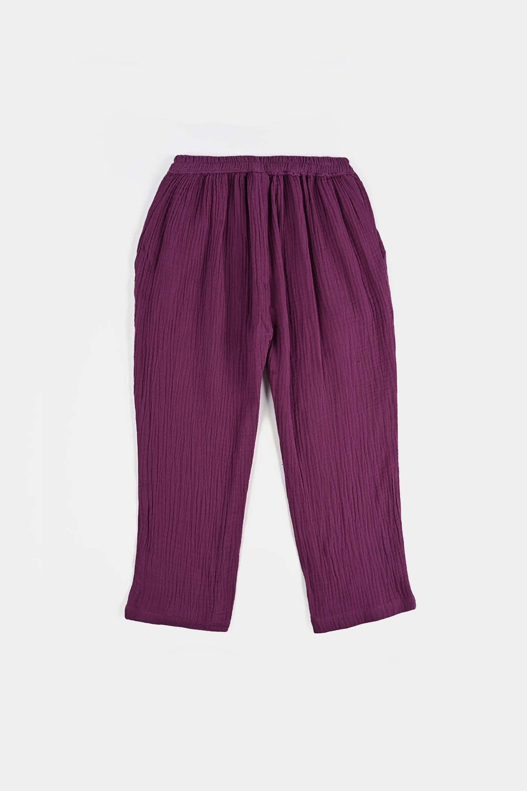 Girls Poly Crinkle Emb Co-Ord Set Plum - Purple