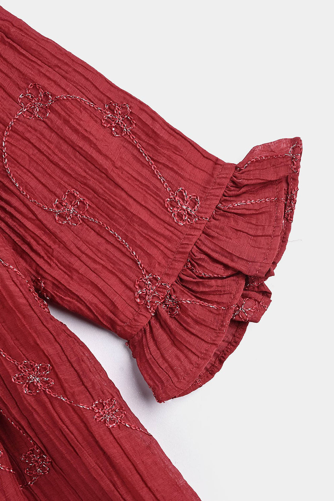 Girls Chiffon Casual Frock-RED