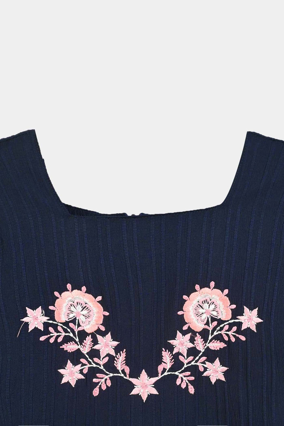 Girls Poly Crinkle Emb Jumpsuit Hazel-Navy Blue