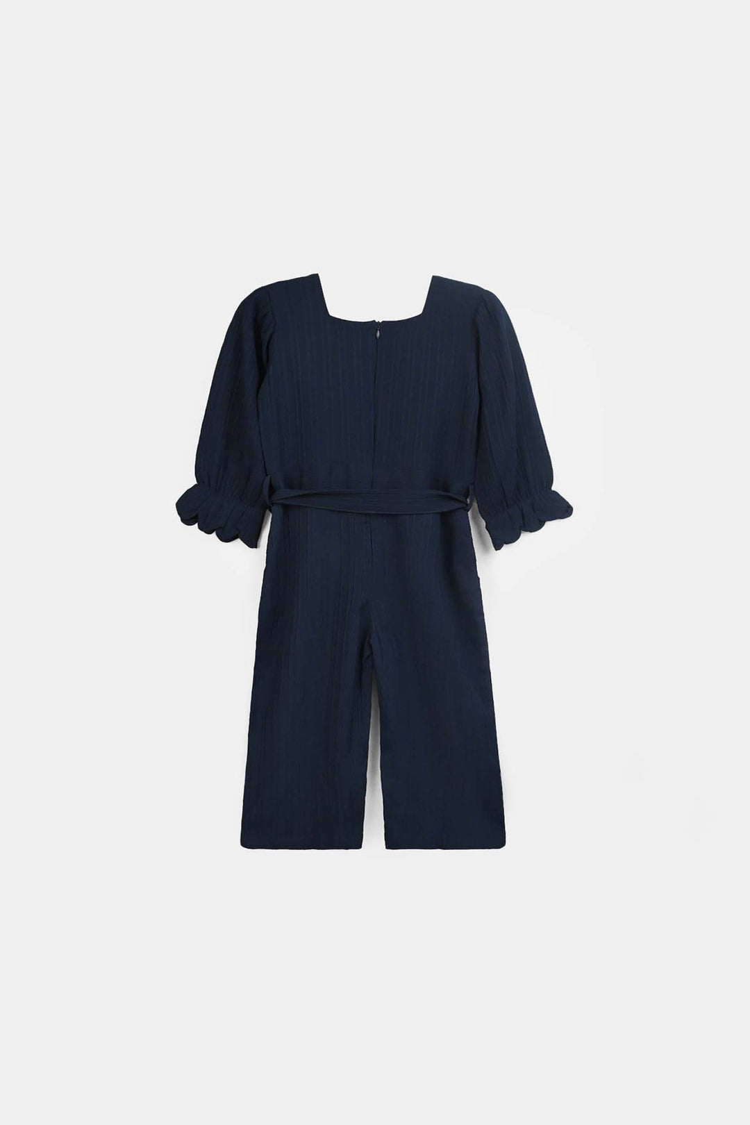 Girls Poly Crinkle Emb Jumpsuit Hazel-Navy Blue