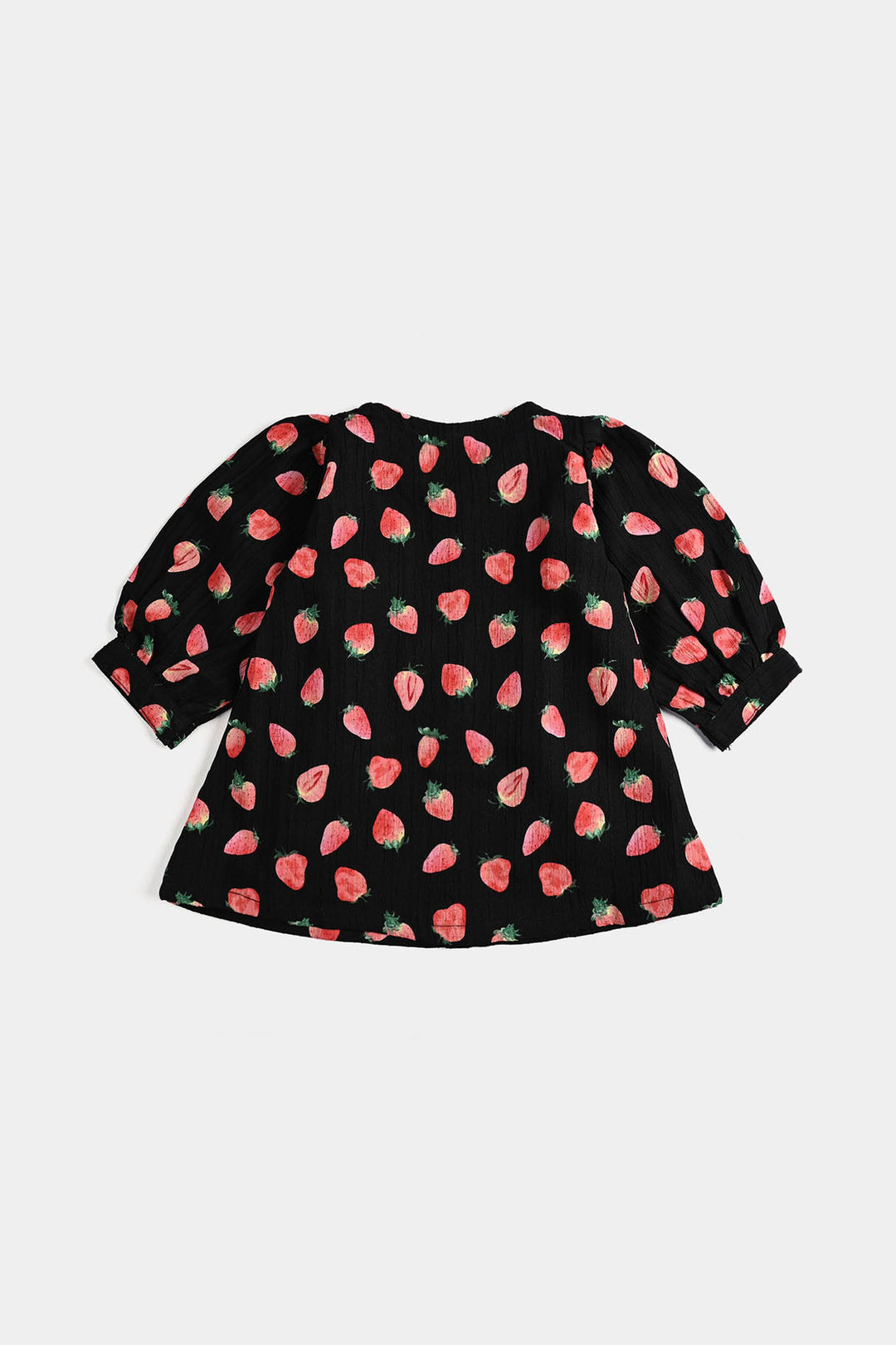 Infant Girls Poly Crinkle Casual Frock Strawberry-BLACK