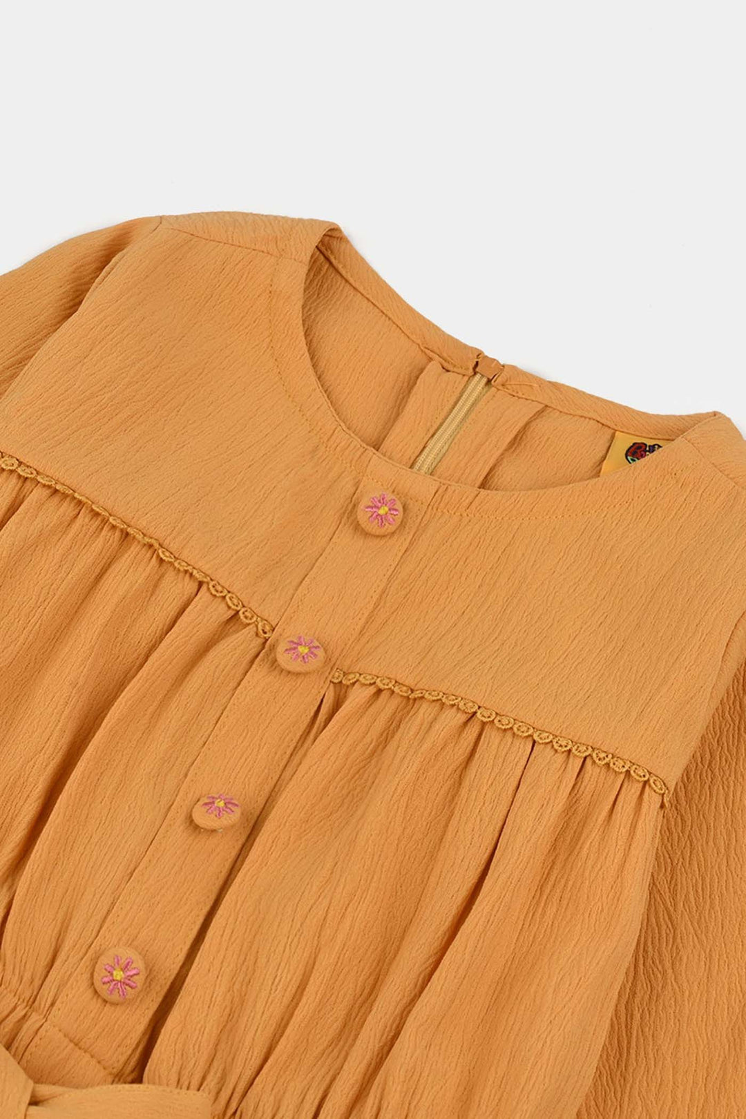 Girls Cotton Jumpsuit Baby Flowers-Mustard