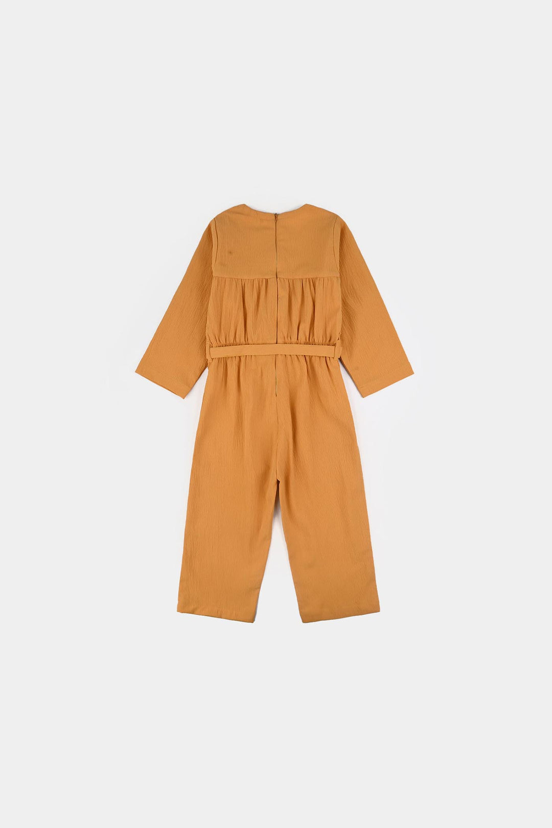 Girls Cotton Jumpsuit Baby Flowers-Mustard
