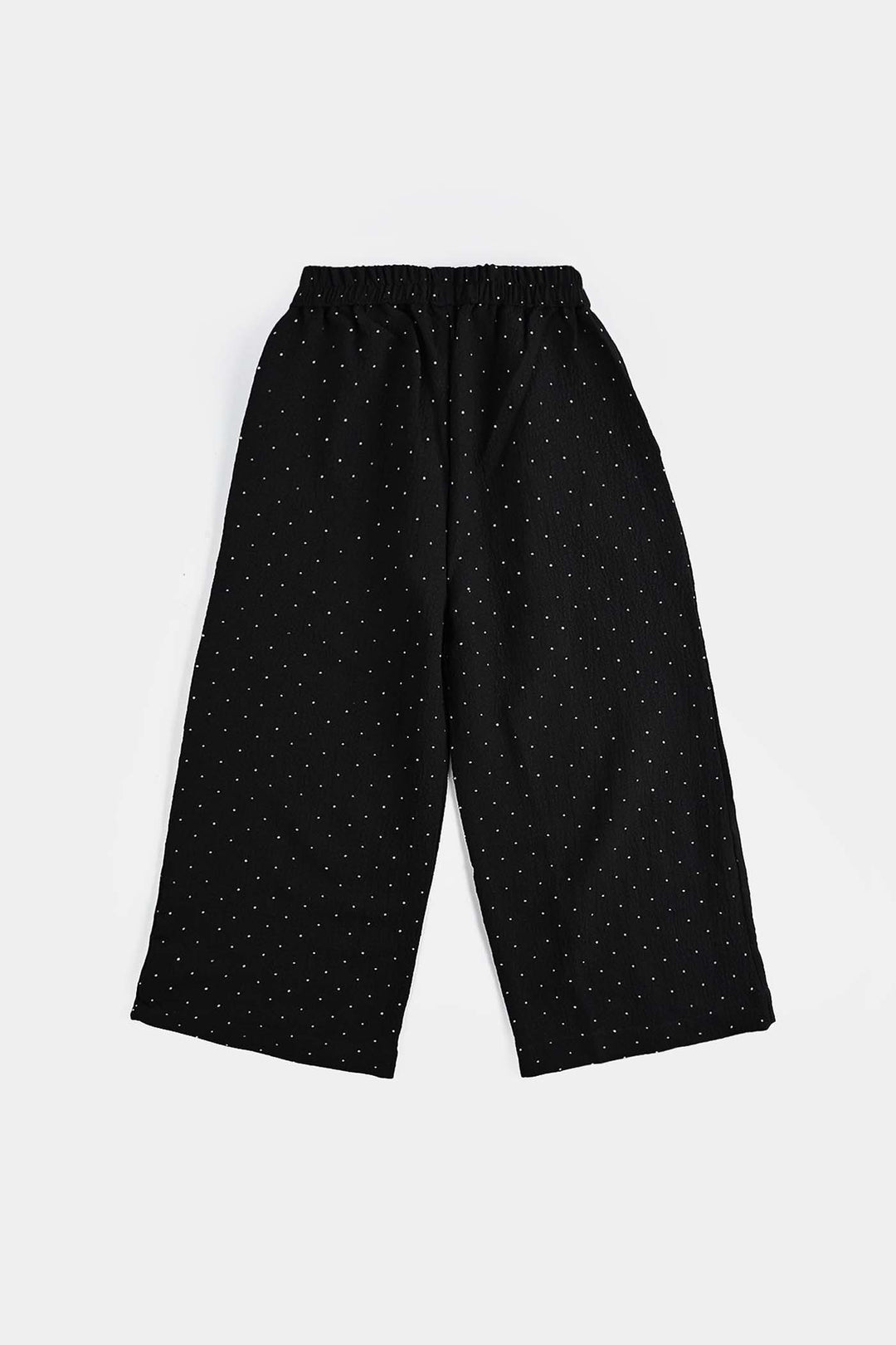 Girls Poly Crinkle CO-Ord Set Black Studs-BLACK