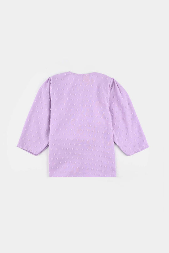 Girls Poly Crinkle Co-Ord Set Pansy - Lilac