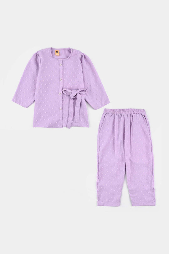 Girls Poly Crinkle Co-Ord Set Pansy - Lilac