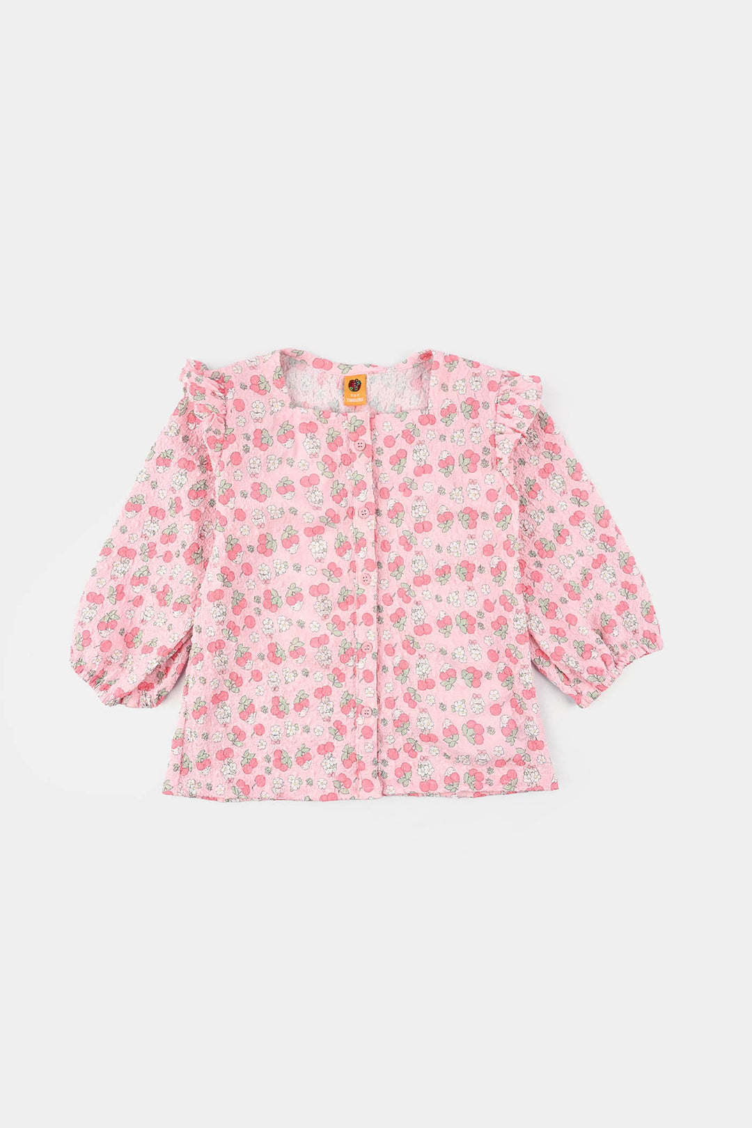 Girls Poly Crinkle Casual Top Cherry-Baby Pink