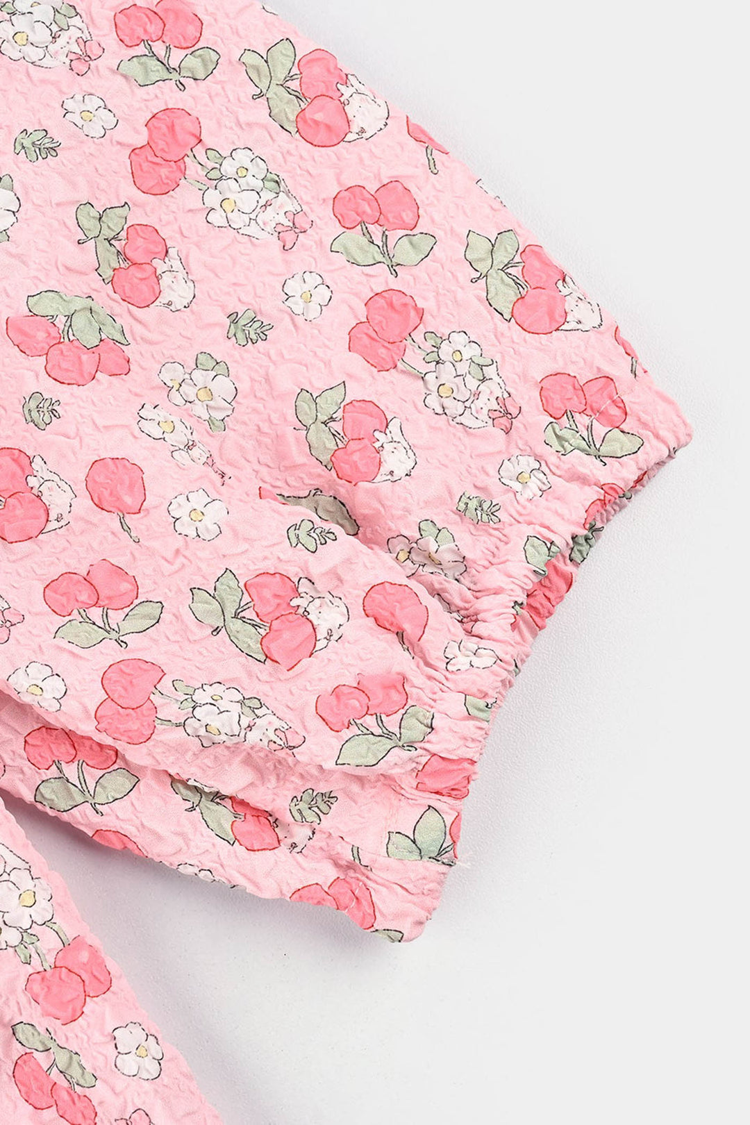 Girls Poly Crinkle Casual Top Cherry-Baby Pink