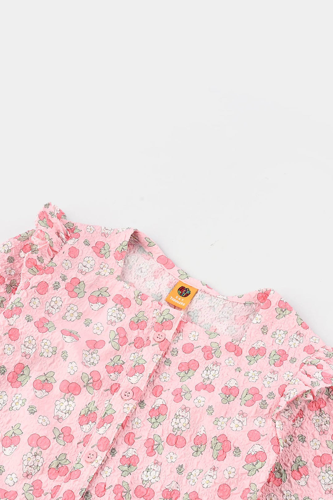 Girls Poly Crinkle Casual Top Cherry-Baby Pink