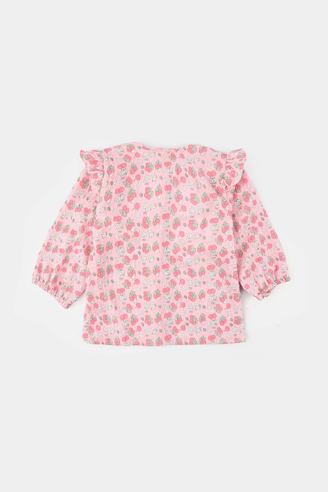 Girls Poly Crinkle Casual Top Cherry-Baby Pink