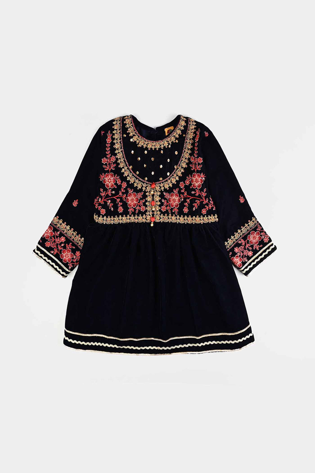 Girls Velvet 3Pcs Noor-Navy Blue