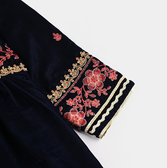 Girls Velvet 3Pcs Noor-Navy Blue