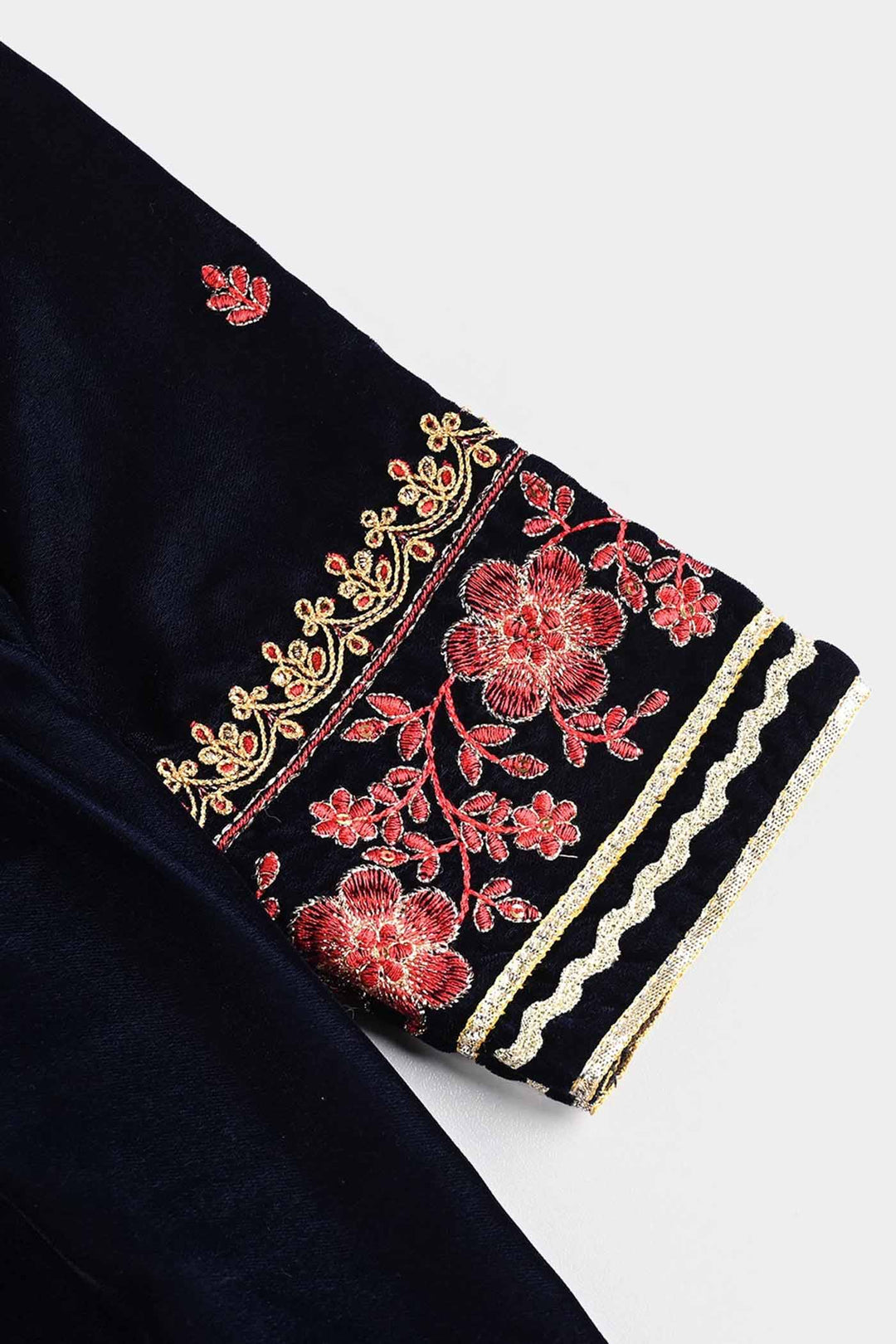 Girls Velvet 3Pcs Noor-Navy Blue