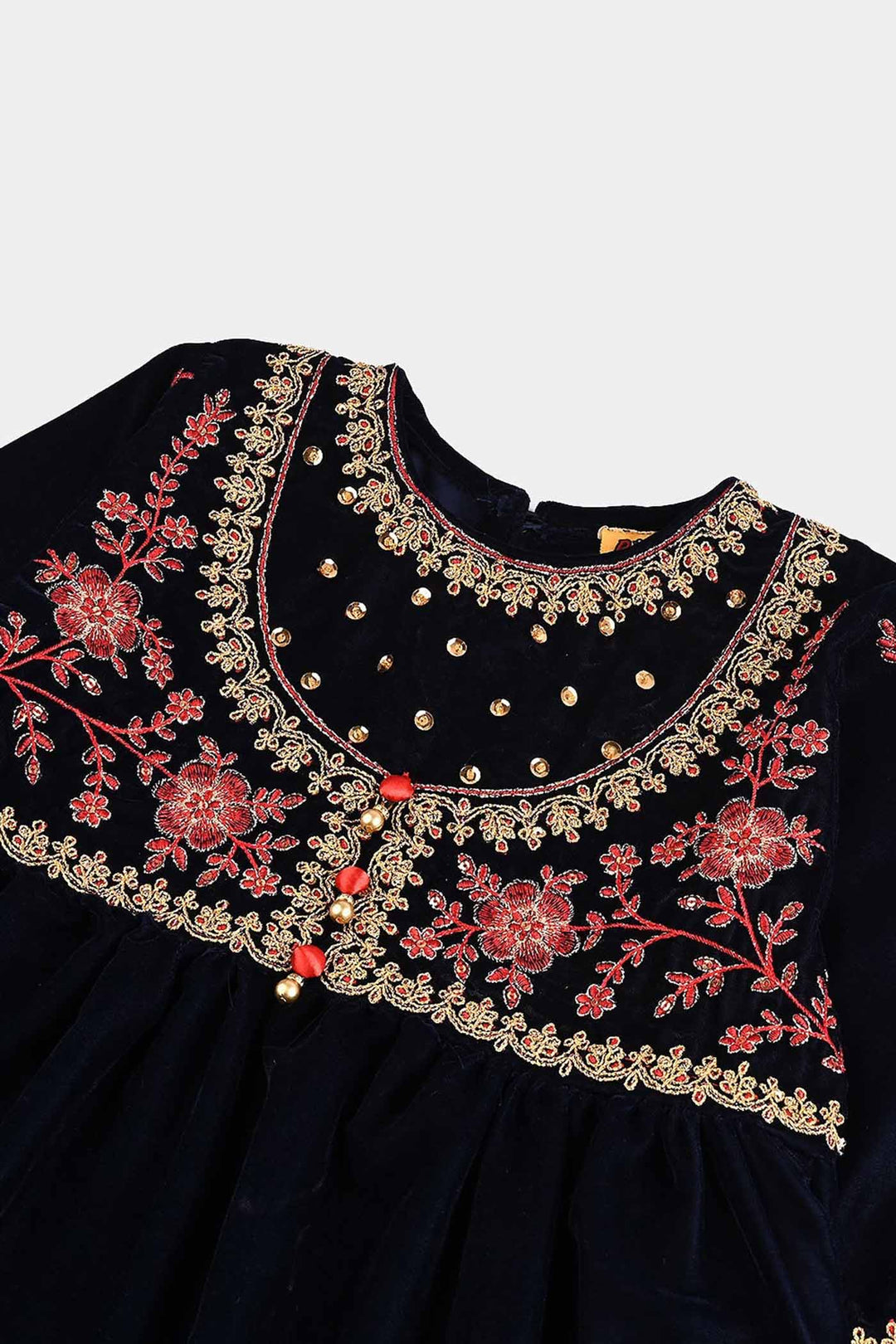 Girls Velvet 3Pcs Noor-Navy Blue