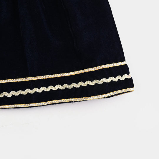 Girls Velvet 3Pcs Noor-Navy Blue
