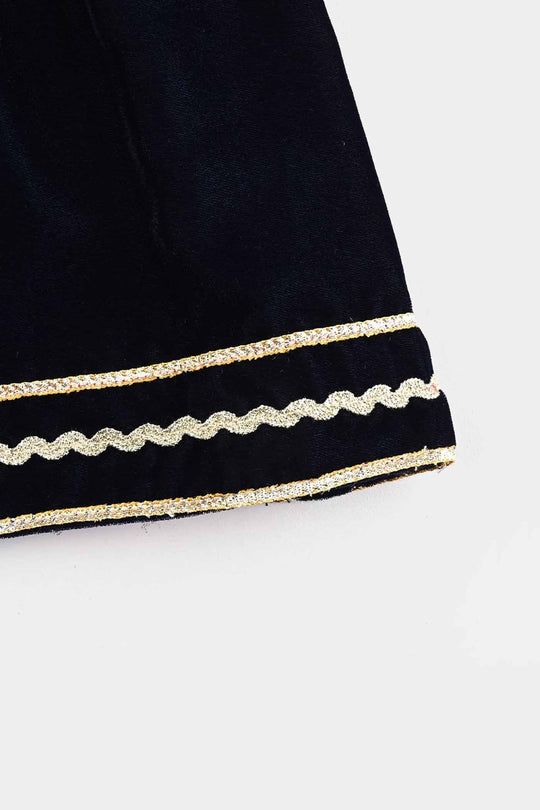 Girls Velvet 3Pcs Noor-Navy Blue