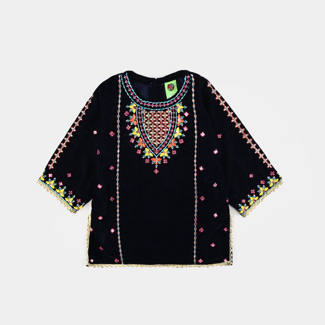 Infant Girls Velvet 3Pcs Neelam-Navy Blue