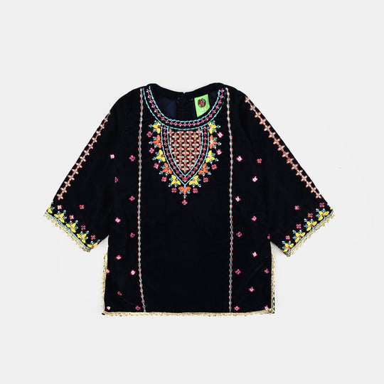 Infant Girls Velvet 3Pcs Neelam-Navy Blue