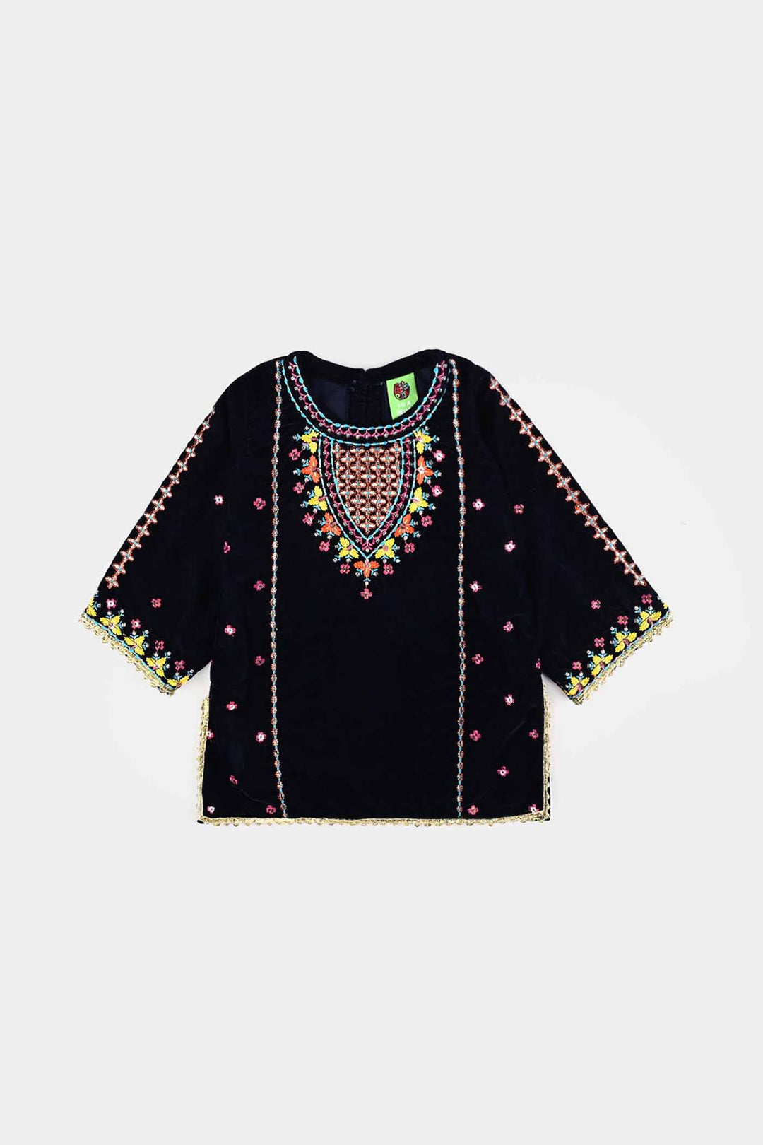 Infant Girls Velvet 3Pcs Neelam-Navy Blue