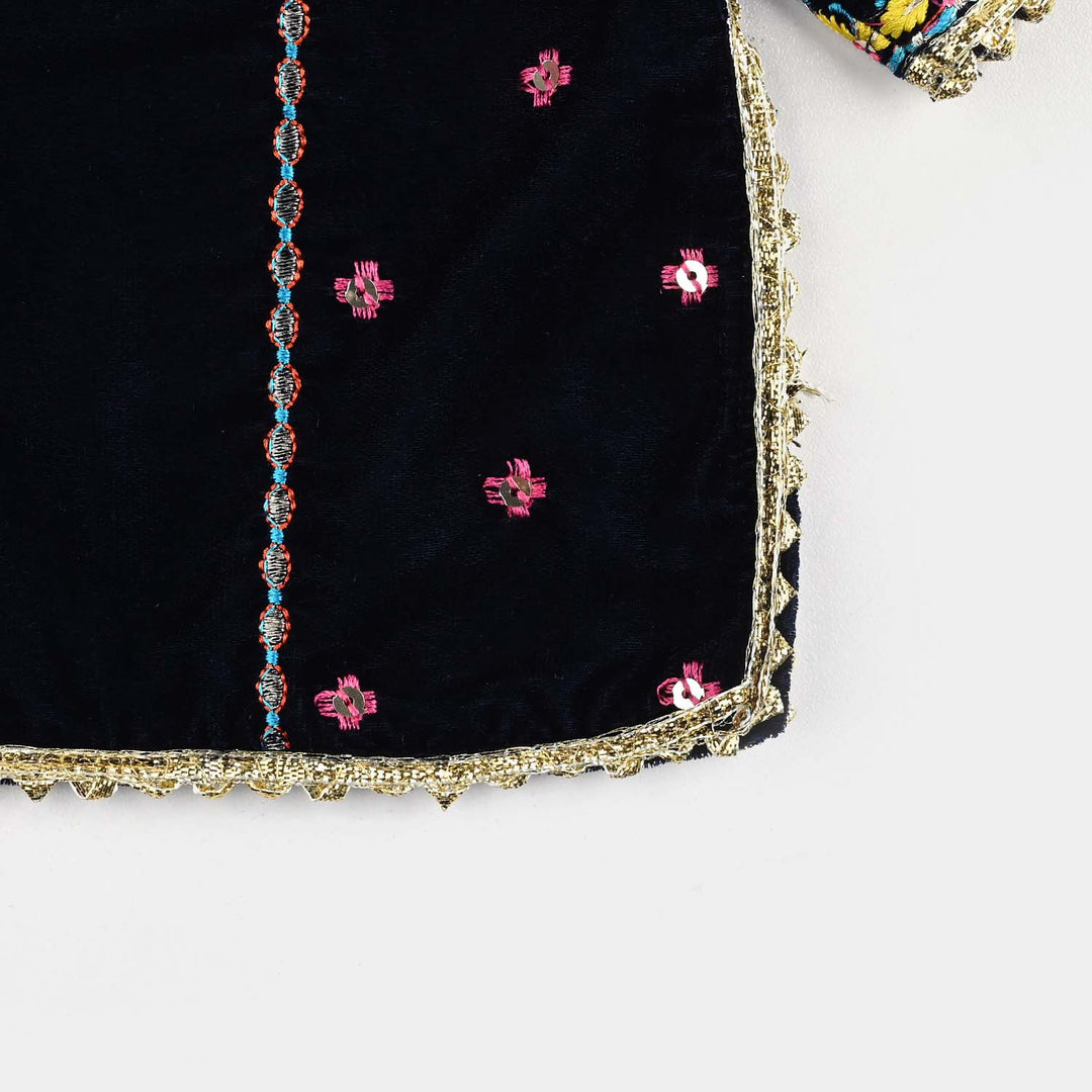 Infant Girls Velvet 3Pcs Neelam-Navy Blue