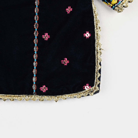 Infant Girls Velvet 3Pcs Neelam-Navy Blue