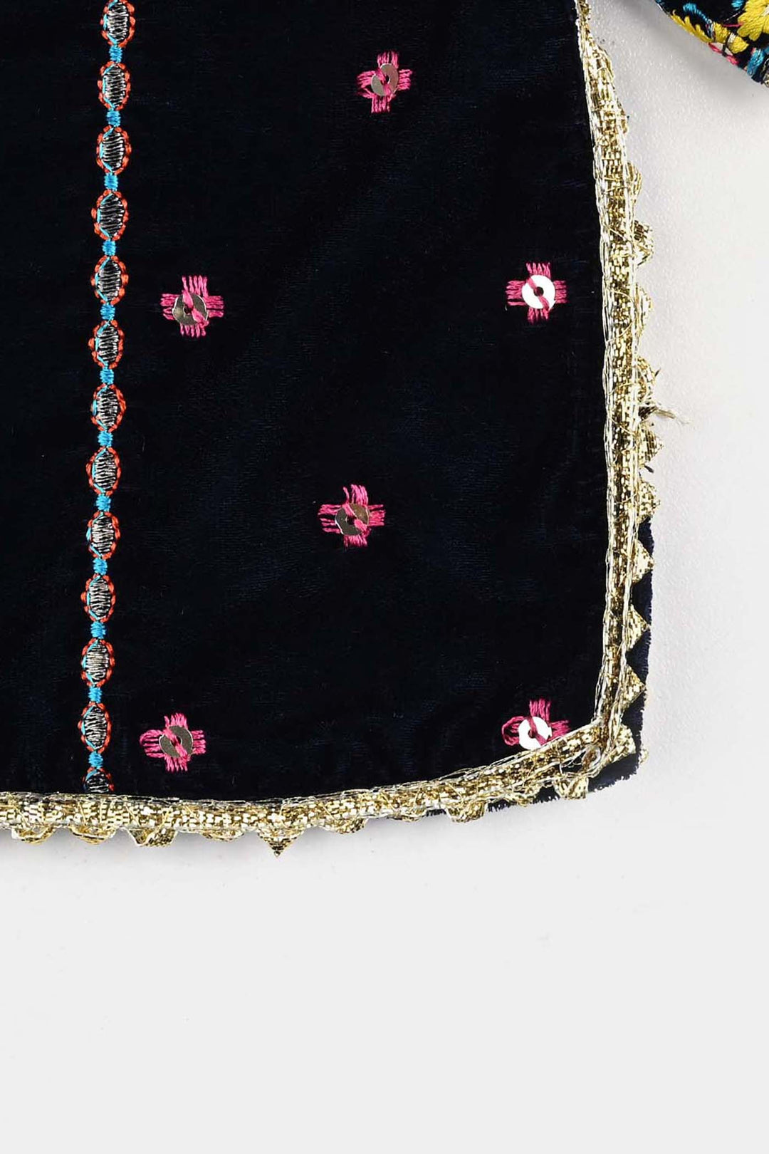 Infant Girls Velvet 3Pcs Neelam-Navy Blue