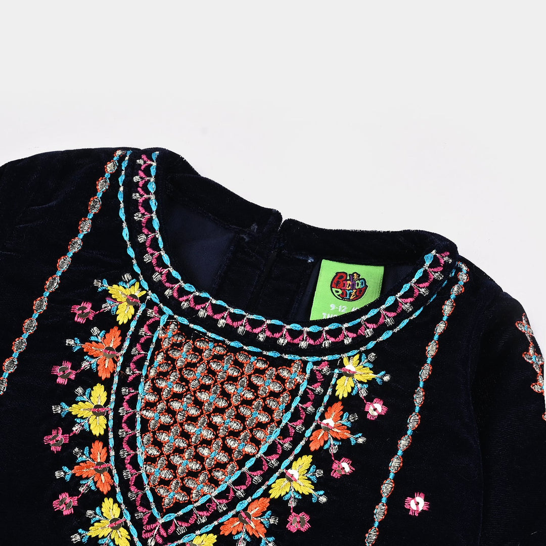 Infant Girls Velvet 3Pcs Neelam-Navy Blue