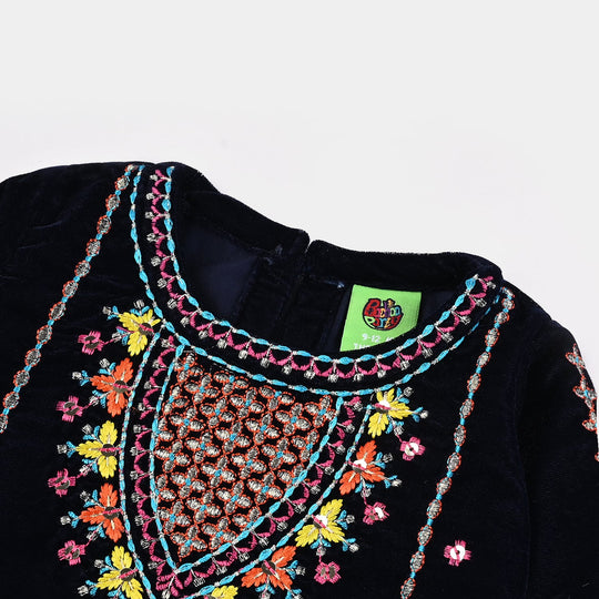 Infant Girls Velvet 3Pcs Neelam-Navy Blue