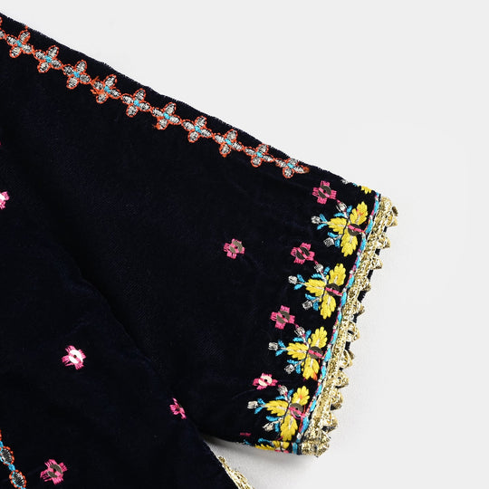 Infant Girls Velvet 3Pcs Neelam-Navy Blue