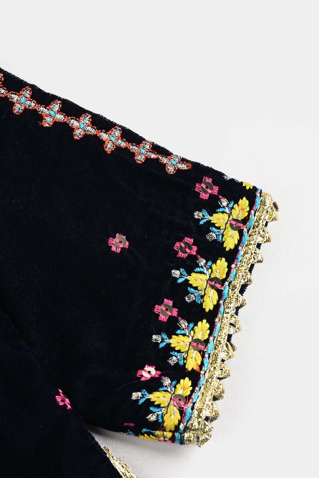 Infant Girls Velvet 3Pcs Neelam-Navy Blue