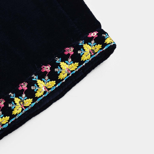 Infant Girls Velvet 3Pcs Neelam-Navy Blue