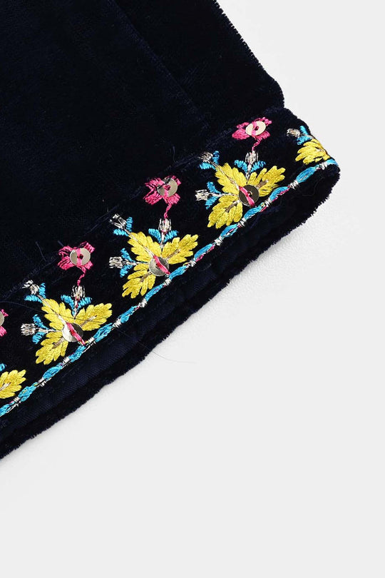 Infant Girls Velvet 3Pcs Neelam-Navy Blue